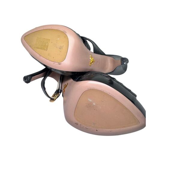 PRADA ANTIC SOFT NERO BLACK PLATFORM CRISS CROSS DRESSY SHOES SZ 41 10.5 - Picture 7 of 9